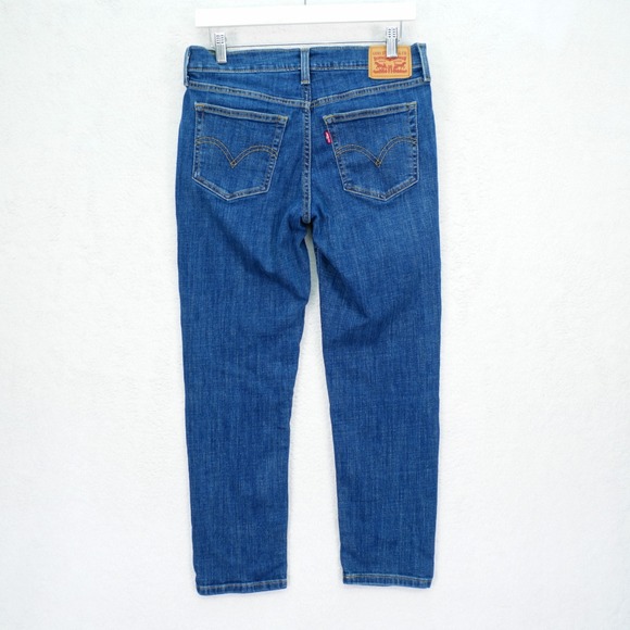 Levi's Boyfriend Jeans Blue Denim Stone Wash Whisker Mid Rise -27  31 / 27- Cott - Picture 4 of 10